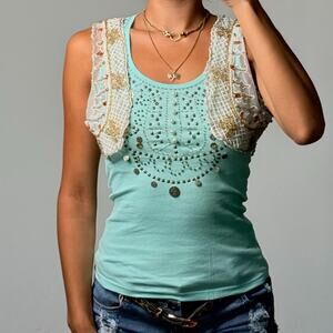 White Beaded Bolero L